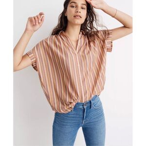 Madewell Central Drapey Shirt in Rainbow Stripe Size XXS Oversized